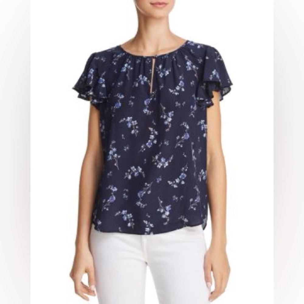 REBECCA TAYLOR FRANCINE FLORAL SILK PRINT TOP